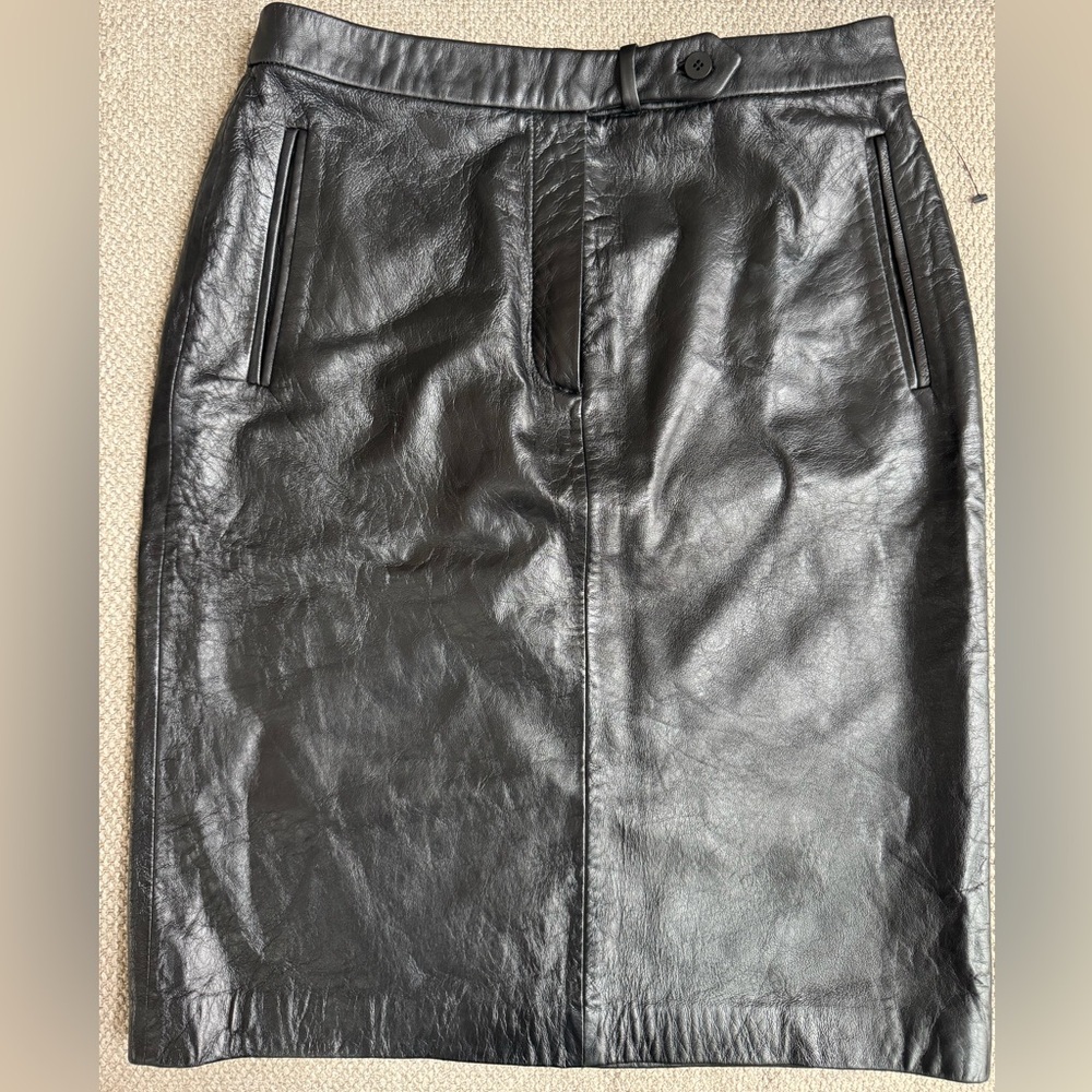 Hugo Buscati Black Leather Pencil Skirt